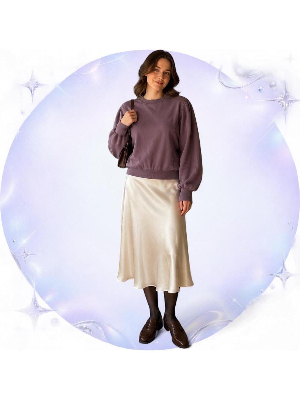 A New Day Dusty Plum Puff Sleeve Sweatshirt Size Small